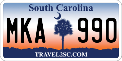 SC license plate MKA990