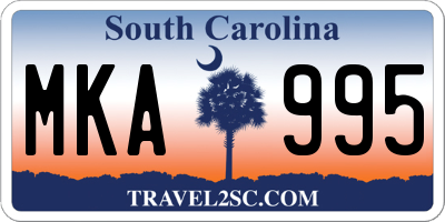 SC license plate MKA995