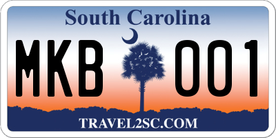 SC license plate MKB001