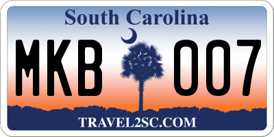 SC license plate MKB007