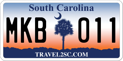 SC license plate MKB011