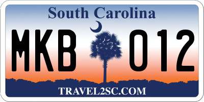 SC license plate MKB012