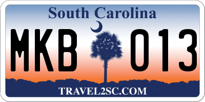 SC license plate MKB013