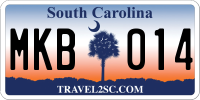 SC license plate MKB014