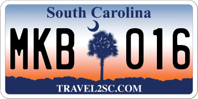 SC license plate MKB016