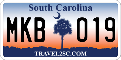 SC license plate MKB019