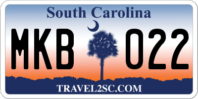 SC license plate MKB022