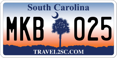 SC license plate MKB025