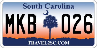 SC license plate MKB026