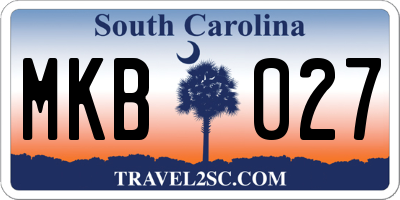 SC license plate MKB027