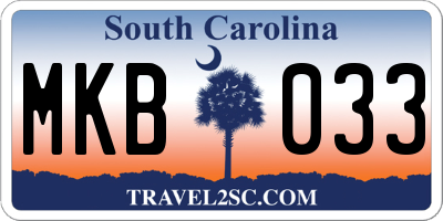 SC license plate MKB033