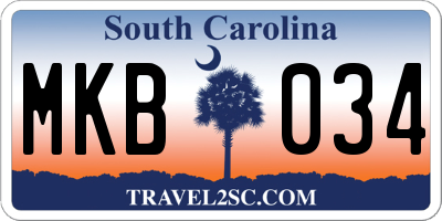 SC license plate MKB034