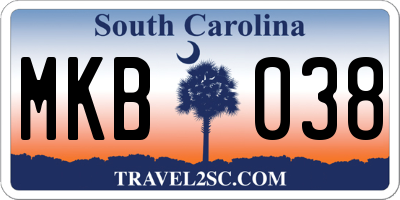 SC license plate MKB038