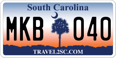SC license plate MKB040