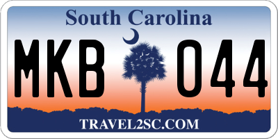 SC license plate MKB044