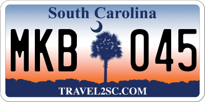 SC license plate MKB045
