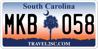 SC license plate MKB058