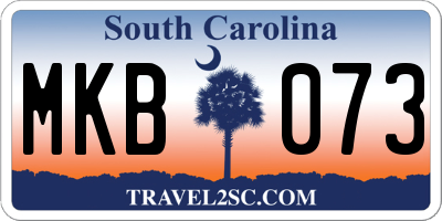 SC license plate MKB073