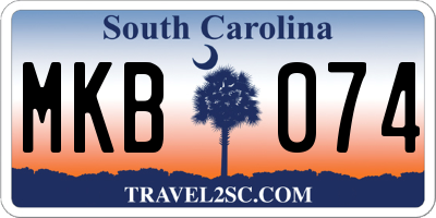 SC license plate MKB074