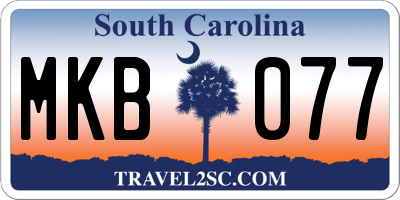 SC license plate MKB077