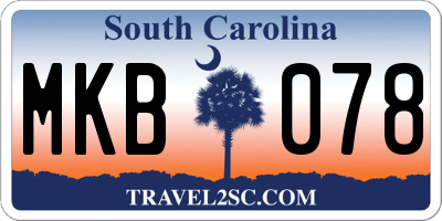 SC license plate MKB078