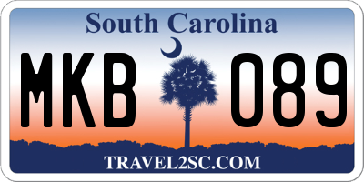 SC license plate MKB089