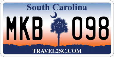 SC license plate MKB098