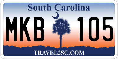 SC license plate MKB105