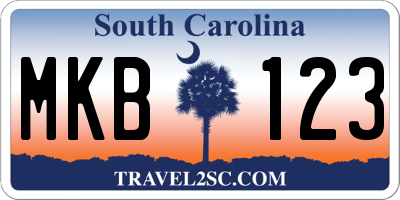 SC license plate MKB123