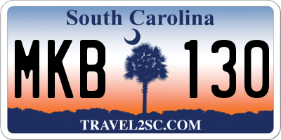 SC license plate MKB130