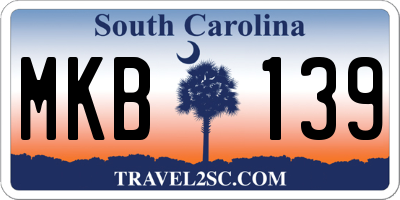 SC license plate MKB139
