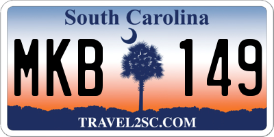 SC license plate MKB149