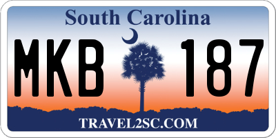 SC license plate MKB187