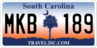 SC license plate MKB189