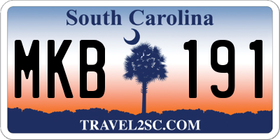 SC license plate MKB191