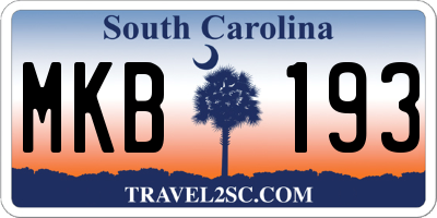 SC license plate MKB193