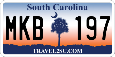 SC license plate MKB197
