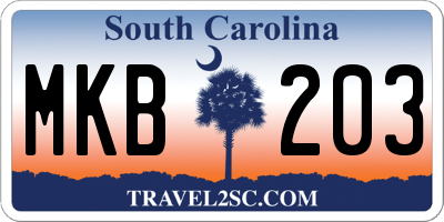 SC license plate MKB203