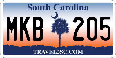 SC license plate MKB205