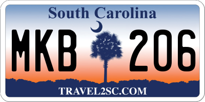 SC license plate MKB206