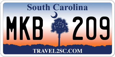 SC license plate MKB209