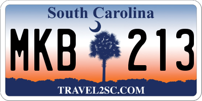 SC license plate MKB213