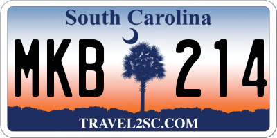 SC license plate MKB214