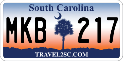 SC license plate MKB217