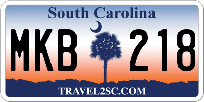 SC license plate MKB218