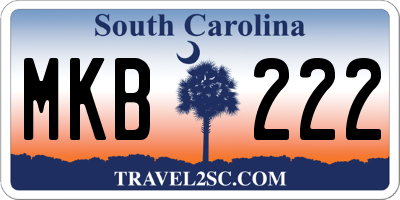 SC license plate MKB222