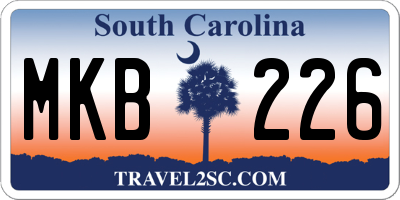SC license plate MKB226