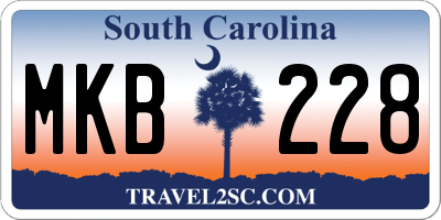 SC license plate MKB228