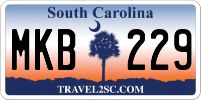 SC license plate MKB229
