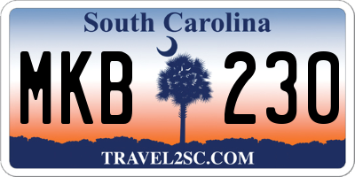 SC license plate MKB230